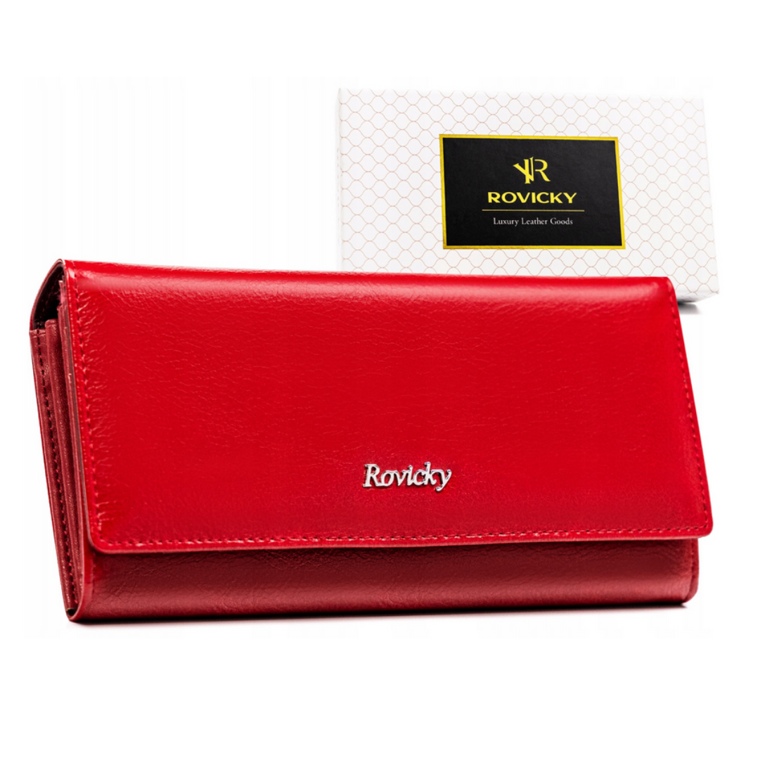 Portfel damski skóra+PU Red