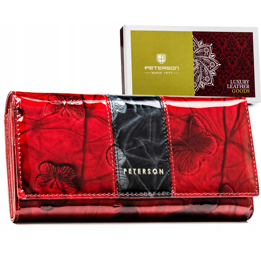 Portfel damski skórzany 7105 Red/Black