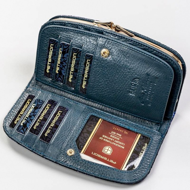 Portfel damski skórzany 9565 Silver-Blue
