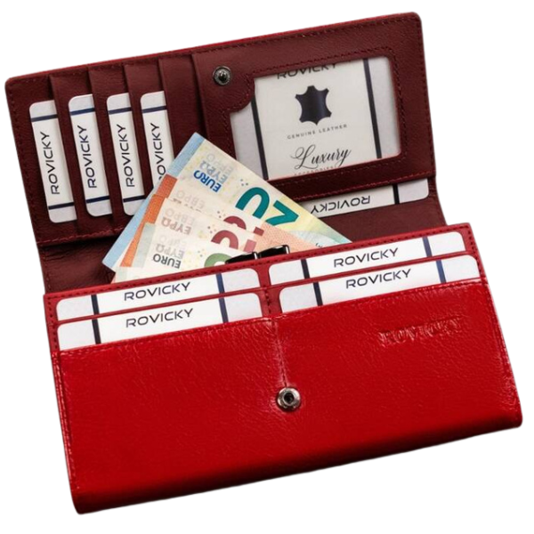 Portfel damski skóra+PU Red