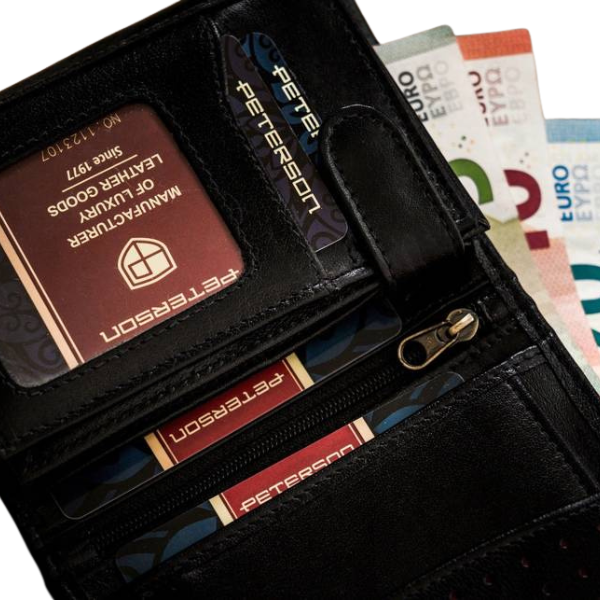 Pionowy portfel męski ze skóry naturalnej RFID - P
