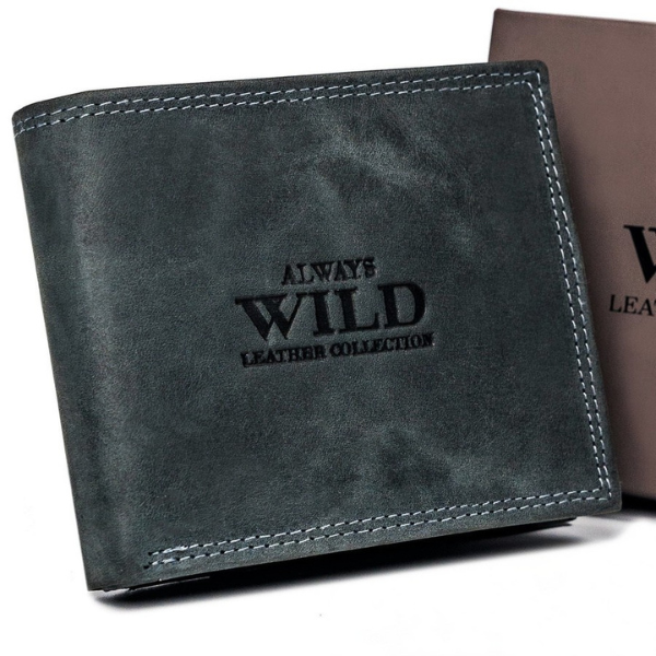 Poziomy, składany portfel męski z zewnętrzną kieszonką na kartę - Always Wild