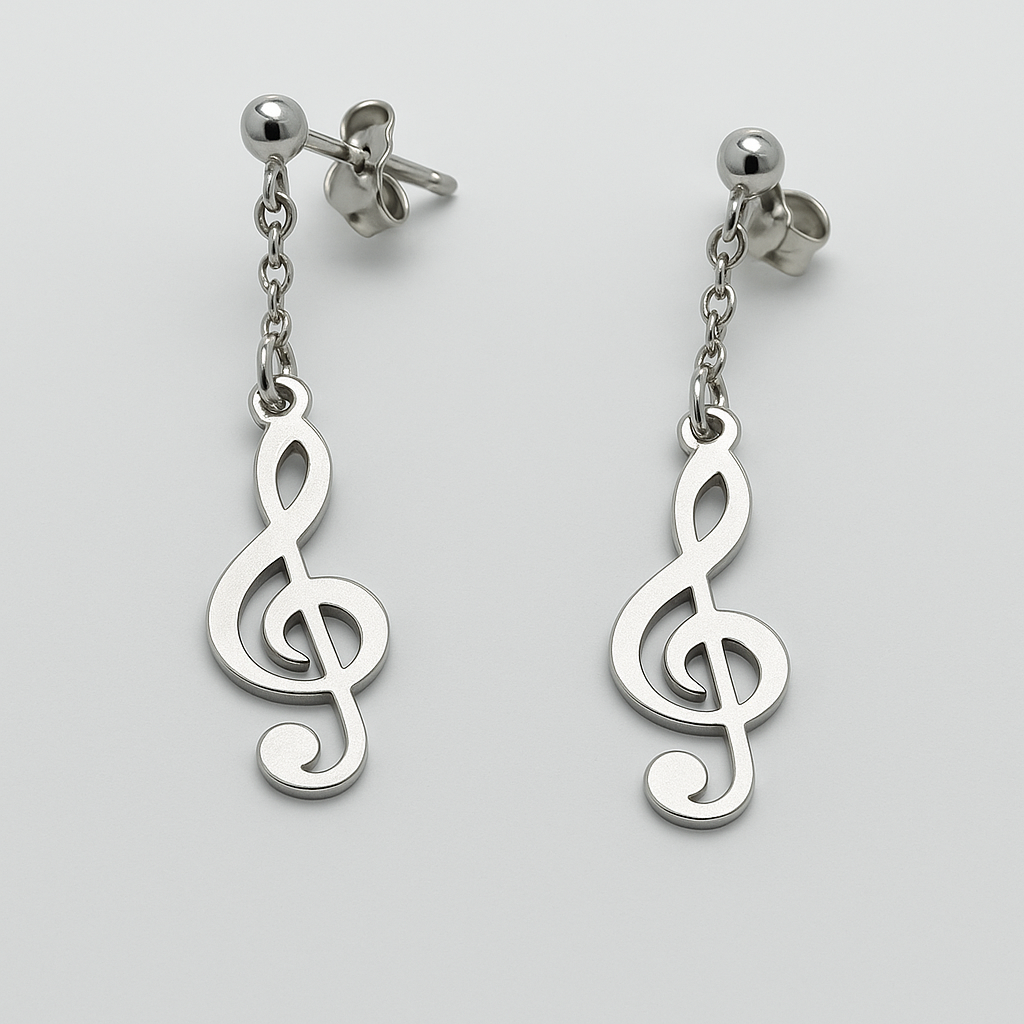 Kolczyki kulki + rolo + klucz wiolinowy