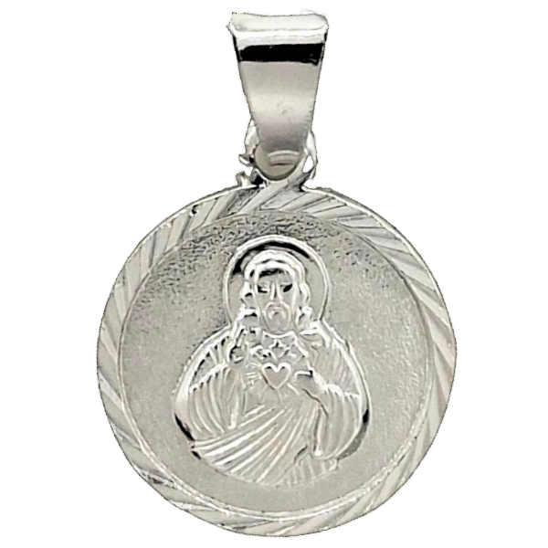 Medalik srebrny Jezus/M.B. Szkaplerzna okrągły